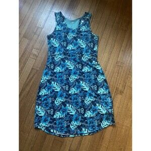 Columbia PFG Dress Womens Small Blue Green Floral Fishing Outdoor Travel Hiking